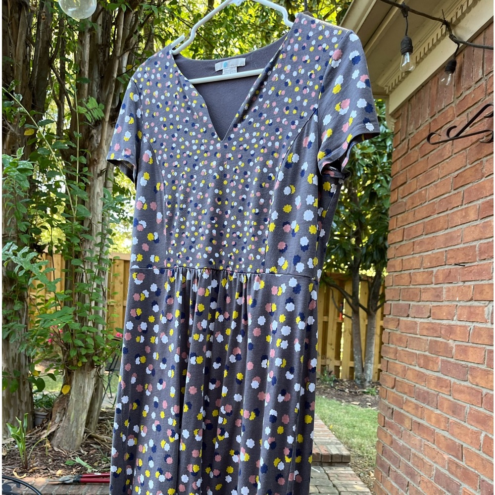 Boden Gray Flower Emory Jersey Dress size 10 L